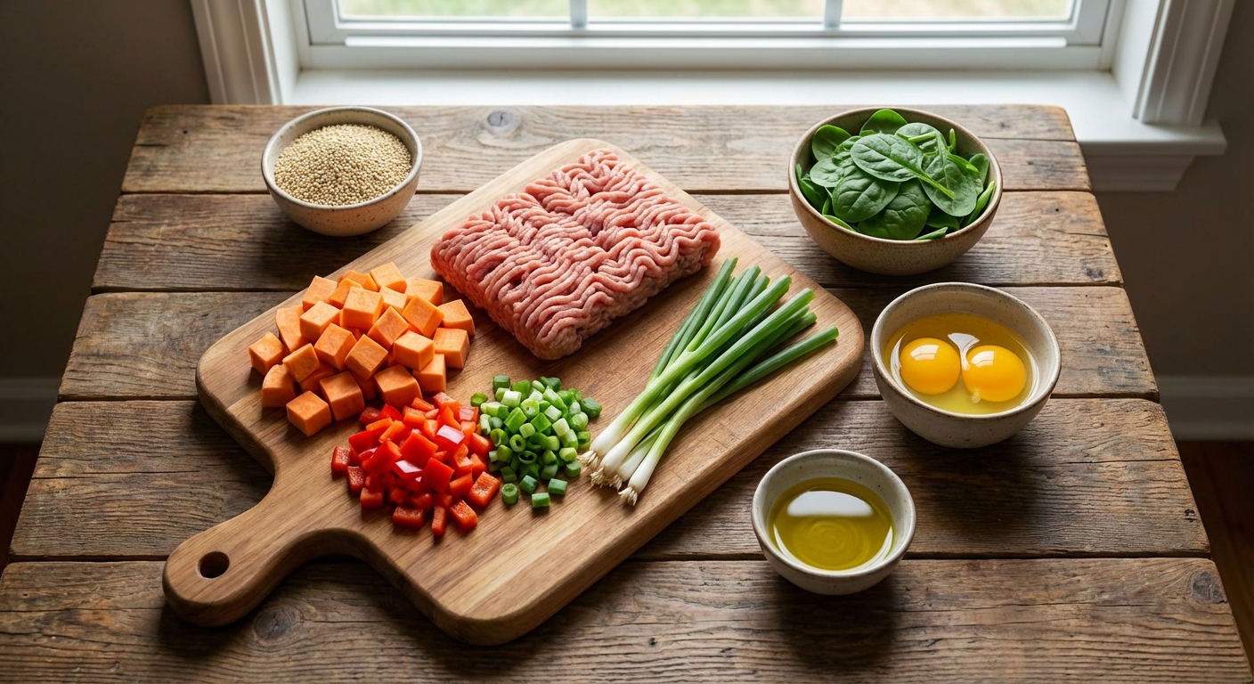 Утренний хаш с индейкой и бататом 🍳🍠