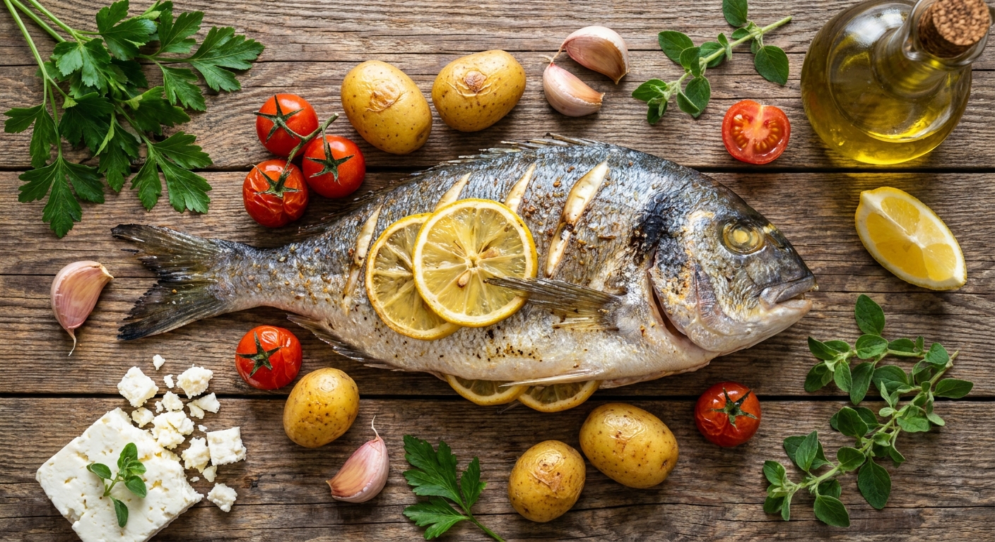 Дорадо с лимоном и средиземноморскими травами 🍋🐟