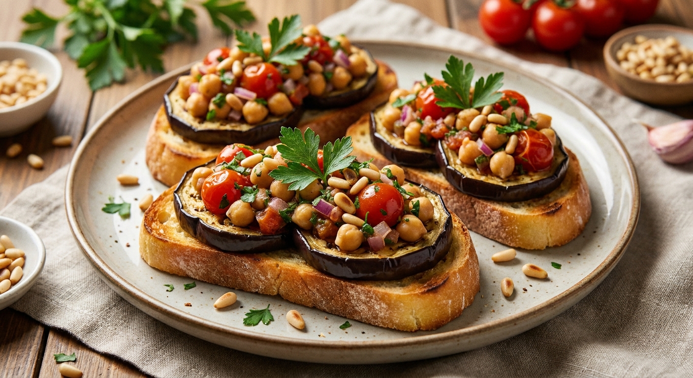 Баклажанные кростини с нутовой сальсой 🍆🥖 — фото 3