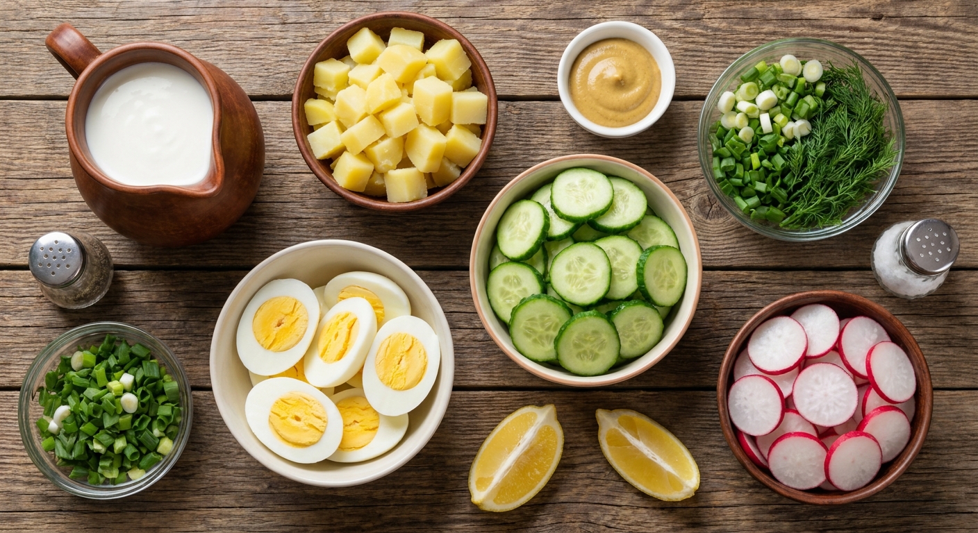 Окрошка на кефире для обеда 🥒🍋
