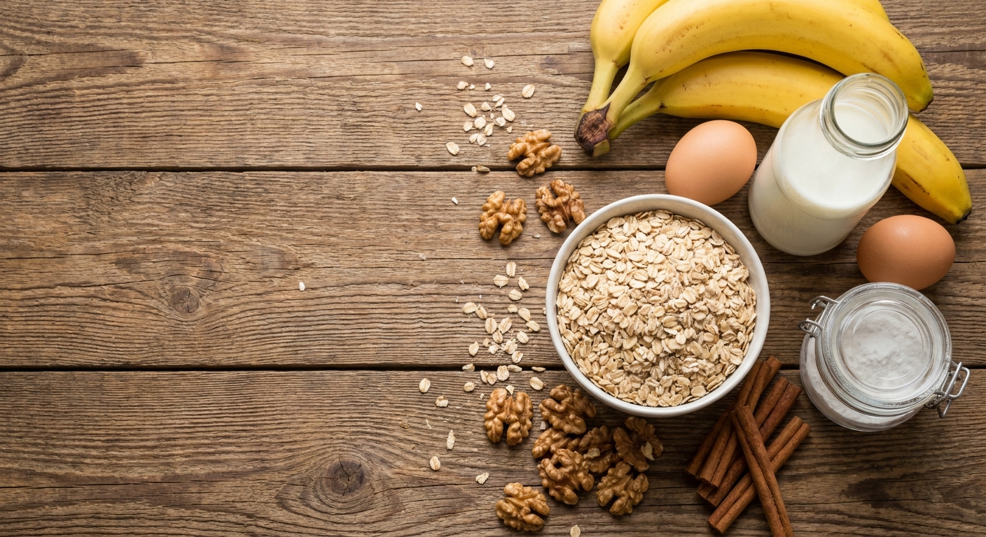 Запечённые овсяные маффины с бананом и орехами 🥣🍌