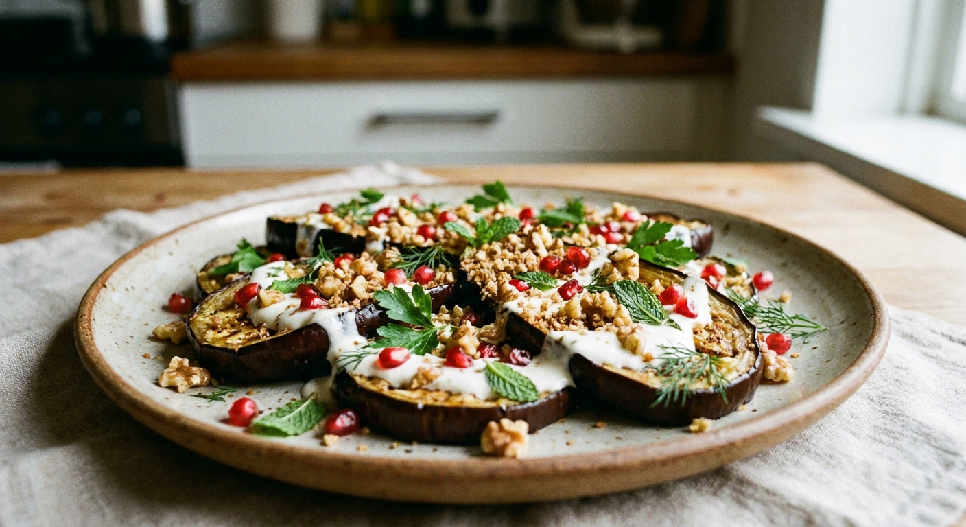 Тёплые баклажаны с мацони и ореховой крошкой 🥣🍆 — фото 3