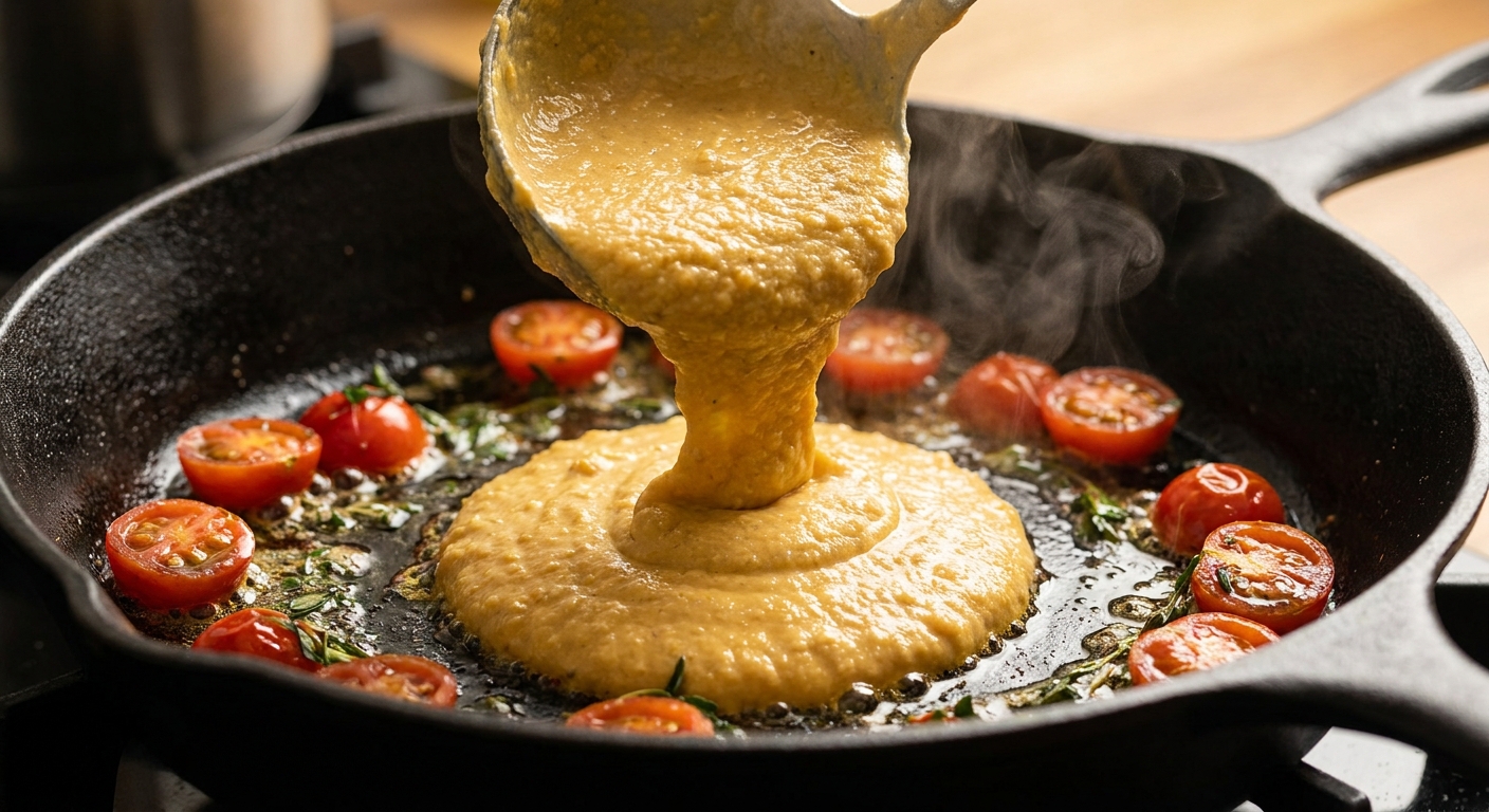 Нутовый омлет‑панкейк с гранатом и тахини 🥞🌿 — фото 2