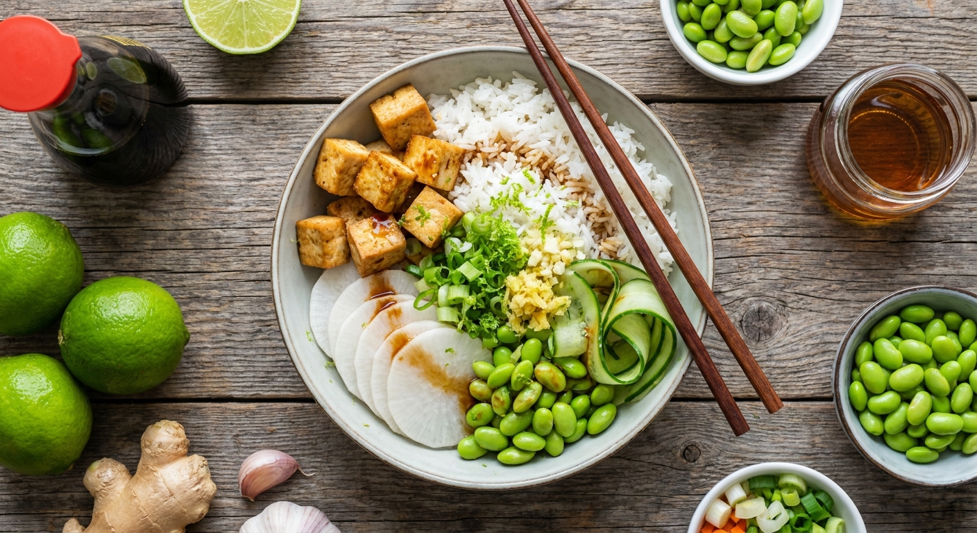 Имбирно‑лаймовый веган‑боул с тофу 🥢
