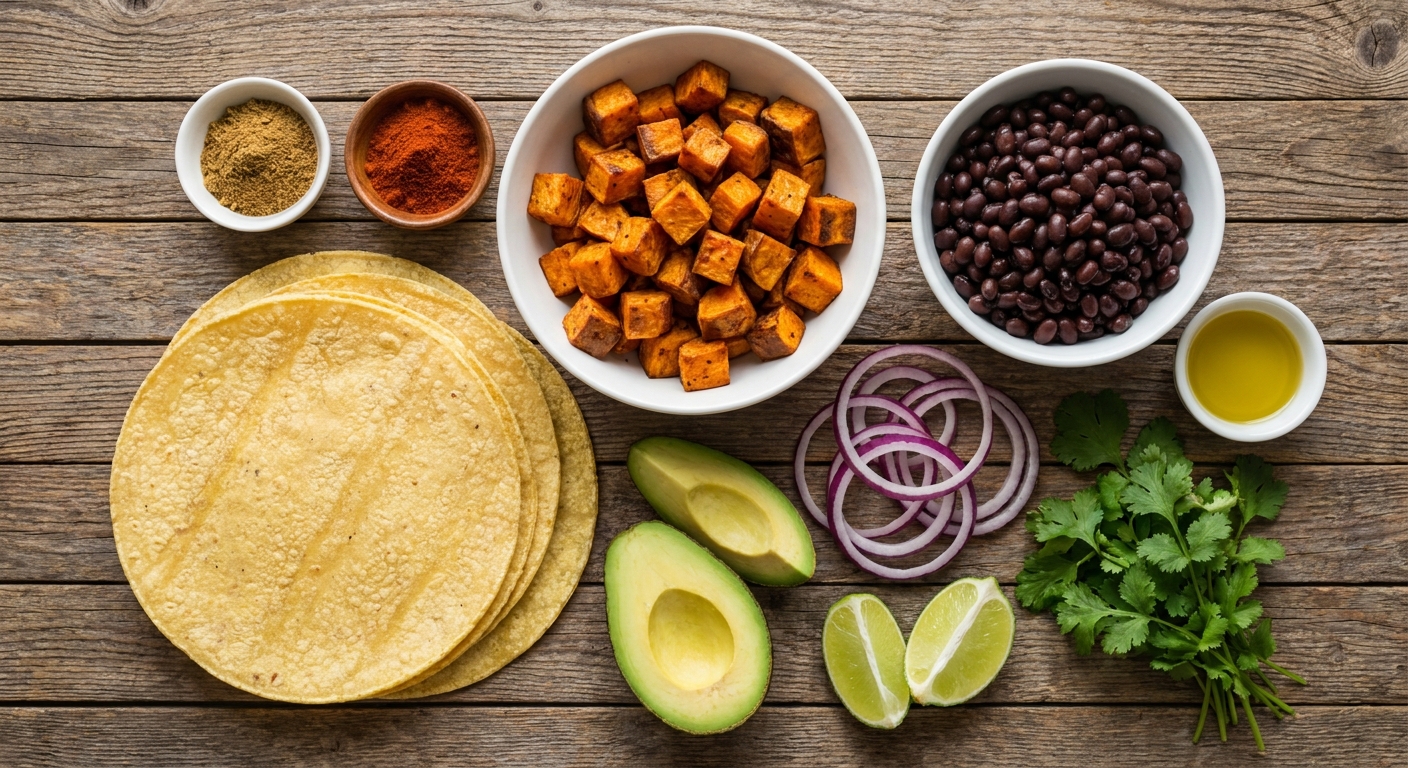 Тако вечер: батат + чёрная фасоль 🌮🥑