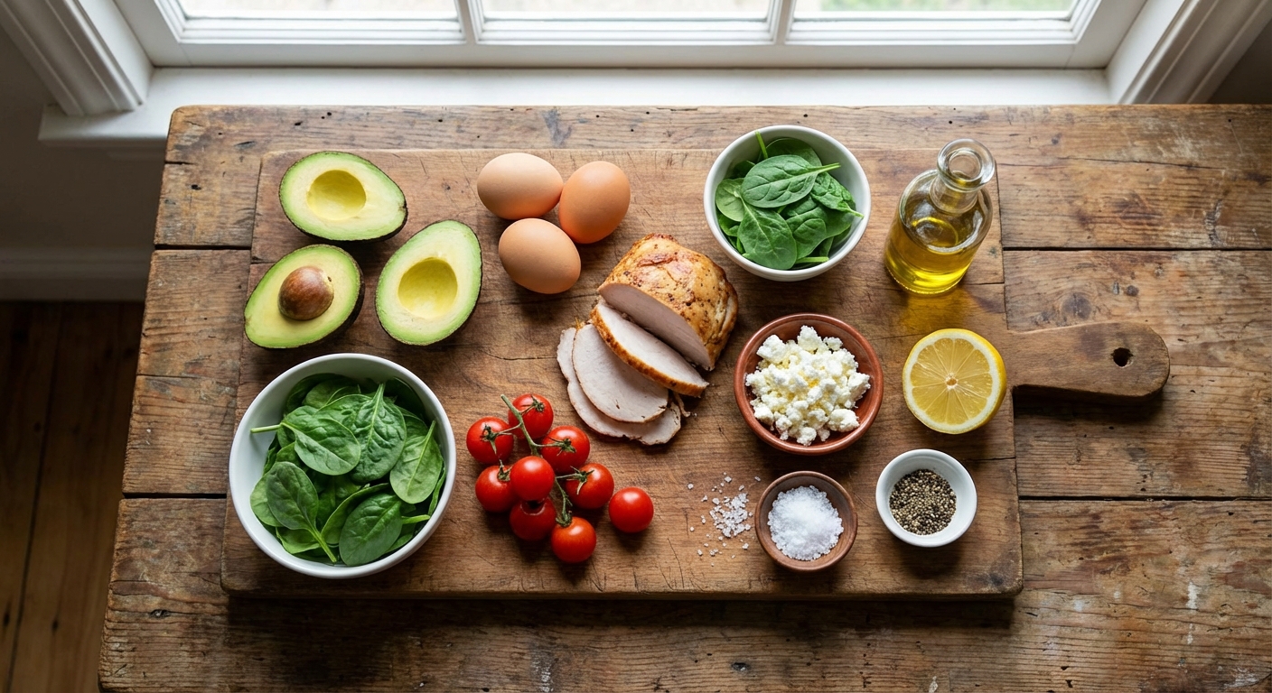 Авокадо-яйца с индейкой и шпинатом 🥑🍳