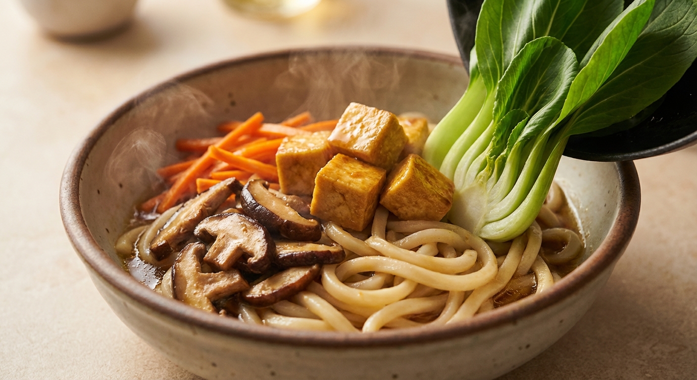 Удон-боул с шиитаке и карамельным тофу 🍜🌿 — фото 2