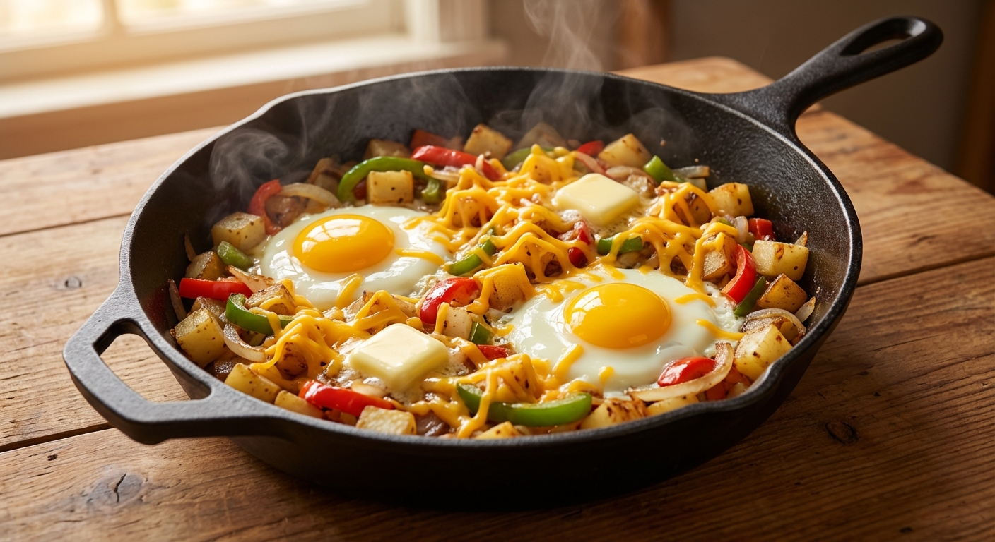 Деревенский хэш с сыром и солнечными яйцами 🍳🥔 — фото 2
